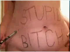 A lustful BBW black cock slut degrading herself via Skype